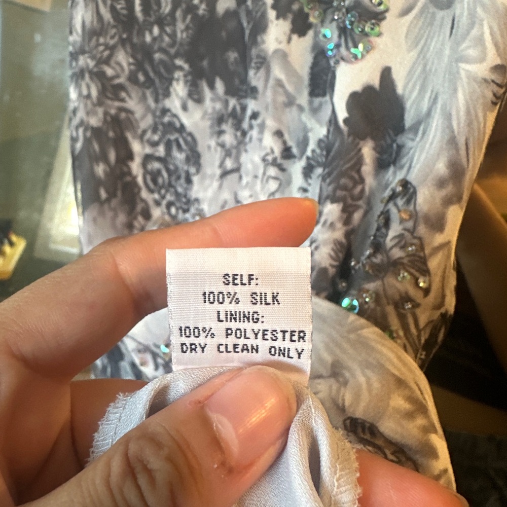 Lapis Silk Black and Grey Floral Dress - Picture 11 of 14